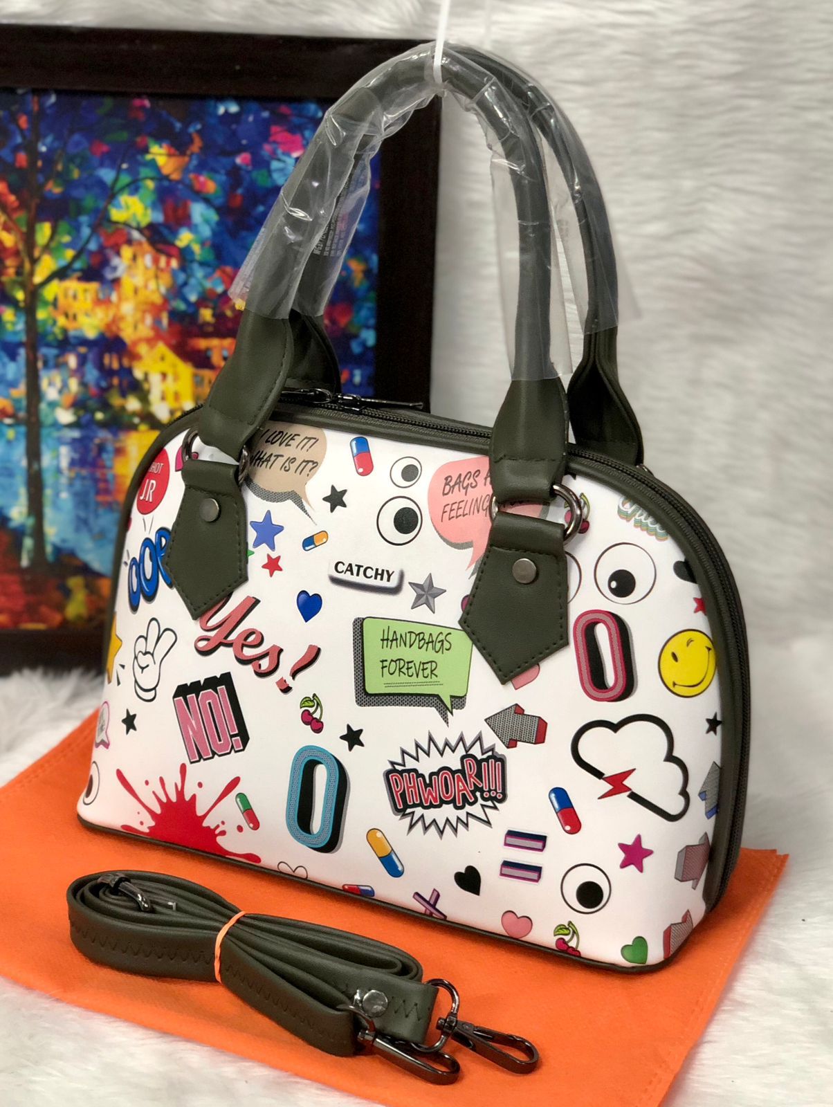 Shop the Eye Theme Printed Leather Sling Handbag - Stylish and Functional