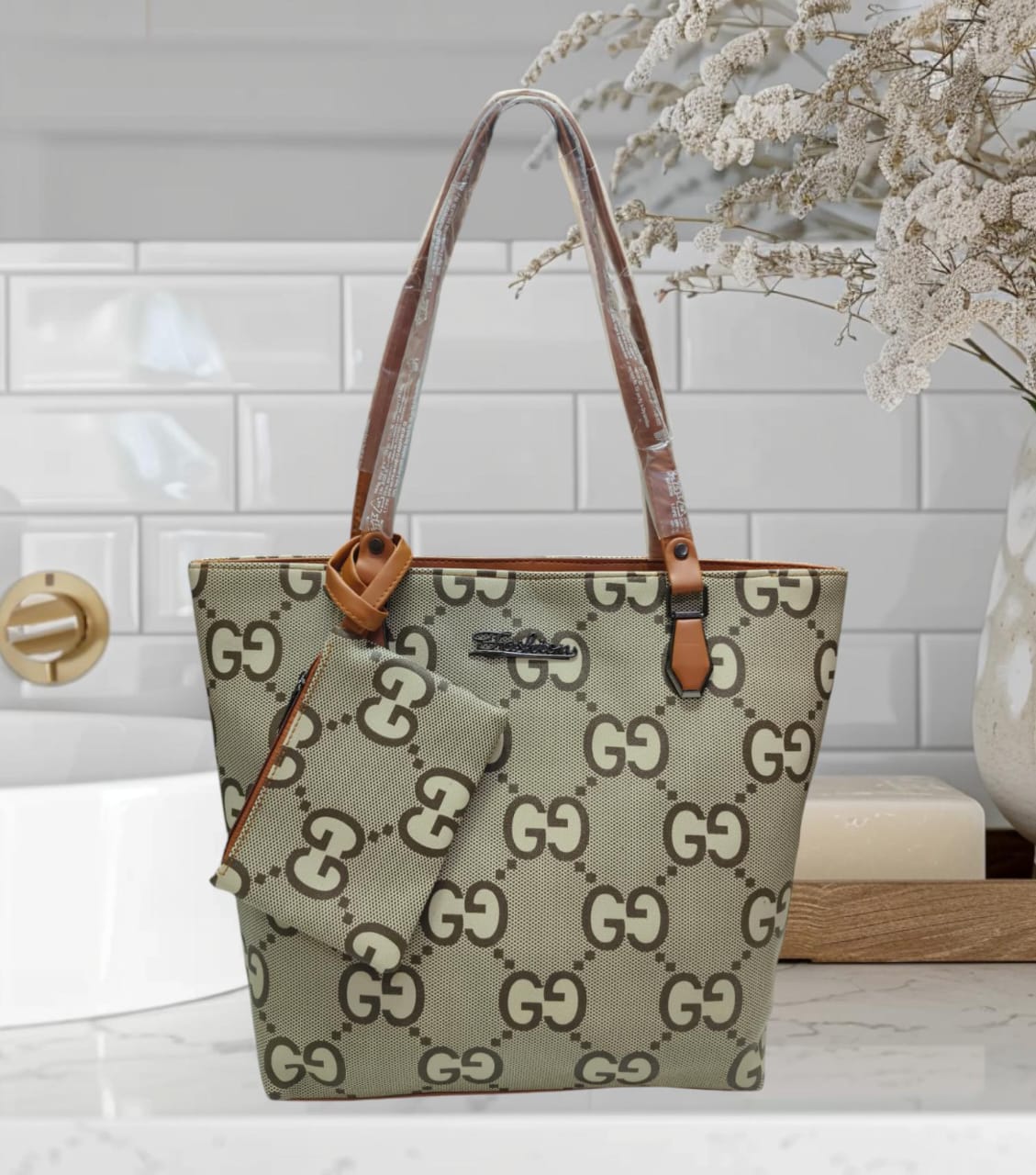 Gucci Handbag - Designer Tote Bag in High-End Fabric Brown