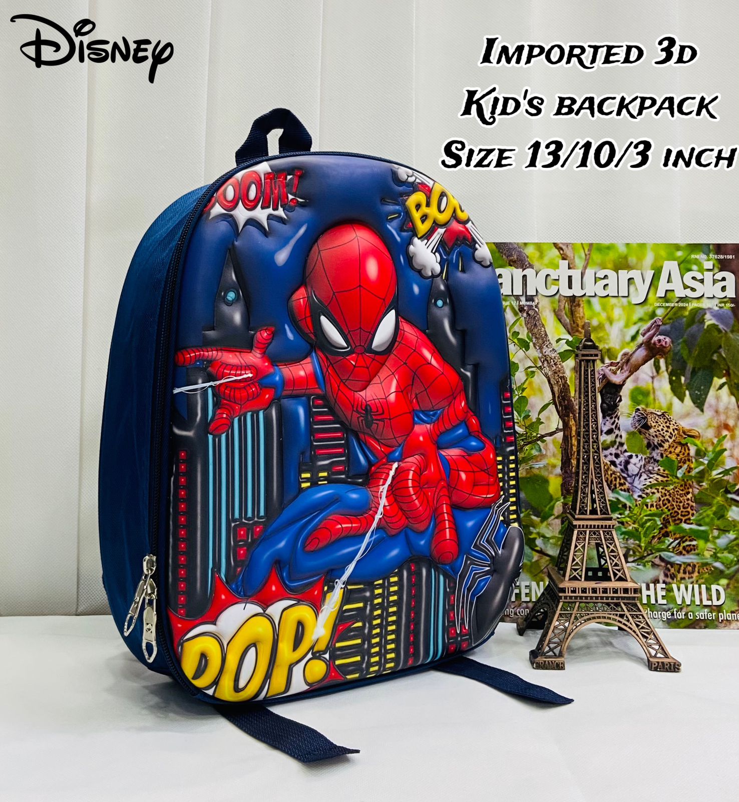 Kids Kindergarten 3D Emboss Backpacks - Spiderman Pattern Available Blue
