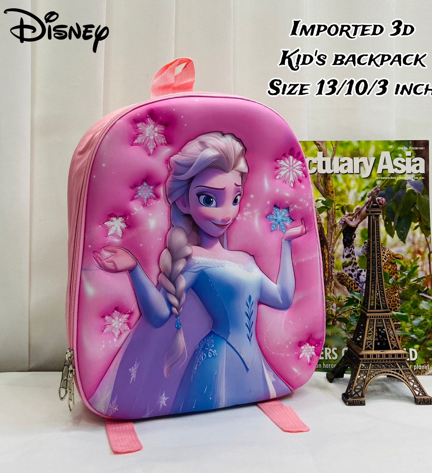 Kids Kindergarten 3D Emboss Backpacks - Frozen Anna Pattern Available Pink