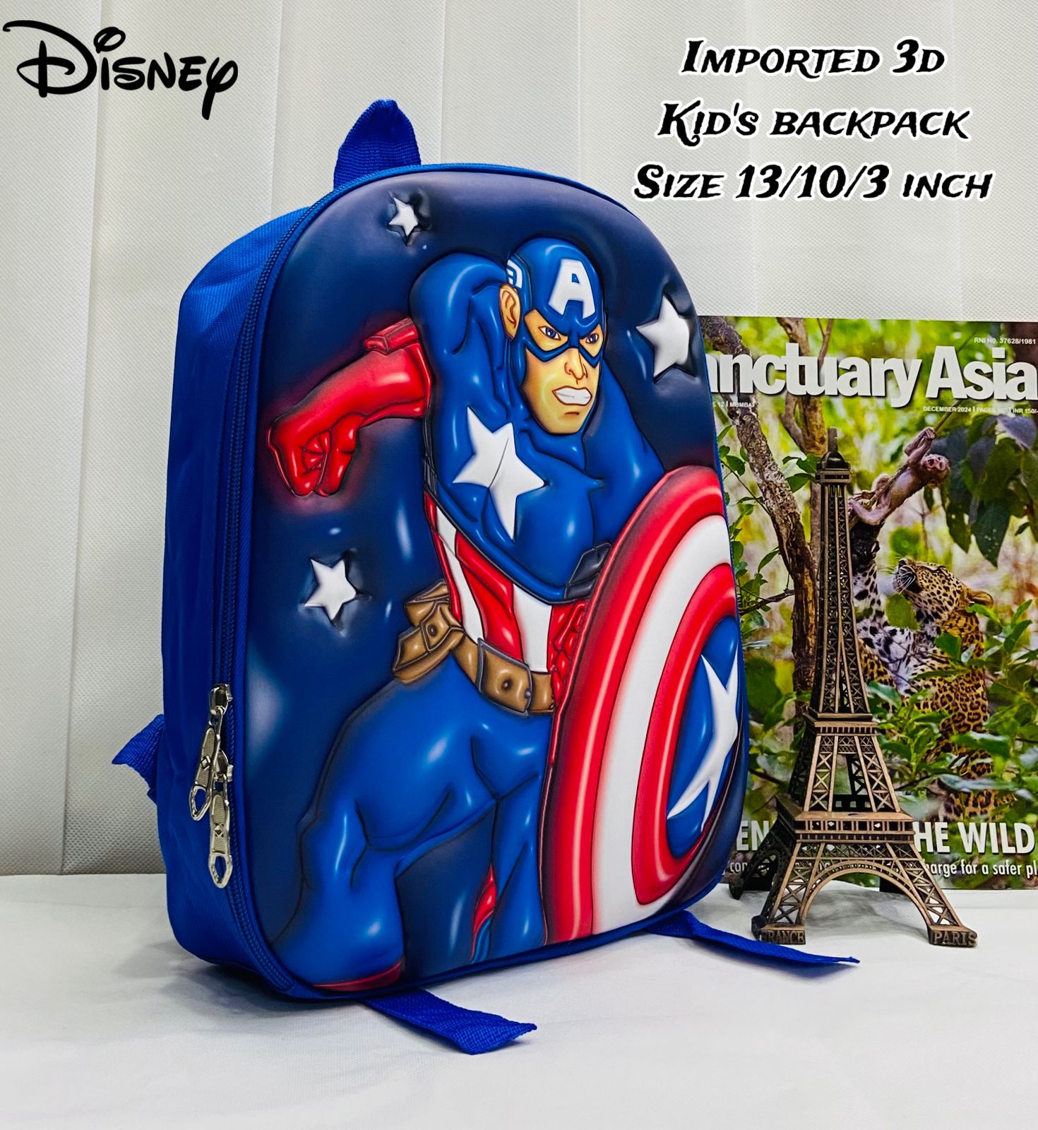 Kids Kindergarten 3D Emboss Backpacks - Captain America Pattern Available peacok blue