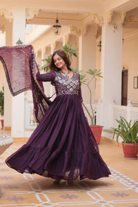 Elegant Festival Long Gown with Dupatta - Pure Star Georgette