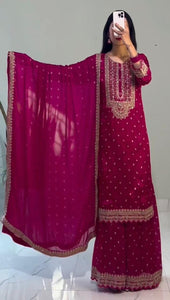 Elegant Designer Party Wear Sharara Set with Dupatta