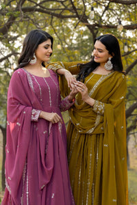Elegant Festival Long Gown with Dupatta