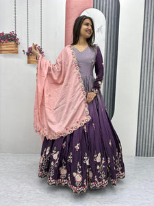 Elegant Embroidered Gown with Heavy Micro Cotton Inner