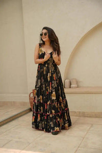 Stunning Digital Printed Pure Jimmy Organza Silk Anarkali Gown