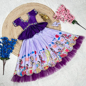 Girls' Violet Lehenga Choli Set | Embroidered & Sequined | 1-15 Years | Trendbuy