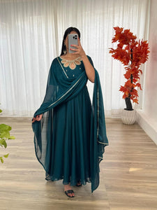 Designer Embroidered Cotton Kurti Set with Chanderi Dupatta | TrendBuy