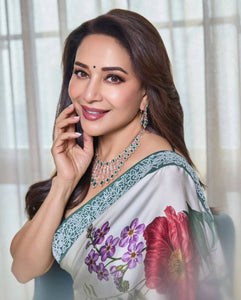 Premium Ultra Satin Silk Saree | Grey | Embroidered | Trendbuy
