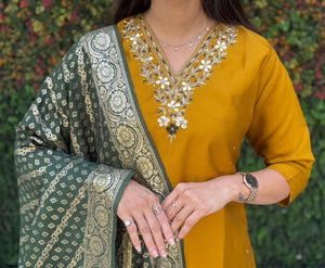 Premium Roman Silk Suit | Mustard Yellow | Sizes M-XXL | Trendbuy