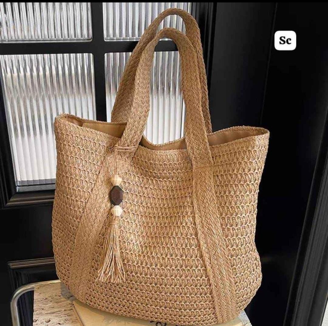 Japanese-Inspired Jute Bag (Green/White/Brown) with Single Partition - TREND BUY Brown
