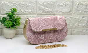 TREND BUY Elegant Paisley Jacquard Flap Clutch with Chain Strap - Ethnic Wear Online