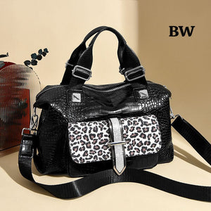 Glam Leopard & Croc Print Convertible Satchel by TREND BUY
