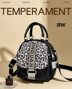 TREND BUY Glam Leopard Print 3-in-1 Convertible Mini Backpack | Handbag & Sling Bag for Women