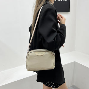 TREND BUY Waterproof Nylon Dual-Zipper Crossbody Bag with Broad Strap