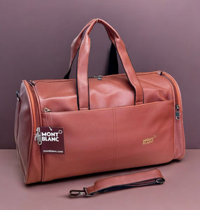 TRENDBUY Mont Blanc Premium Leatherette Travel Duffel Bag | Water-Resistant, Foldable & Airline Compliant