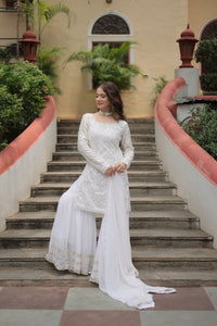 White Color Partywear Readymade Sarara Suit | TRENDBUY