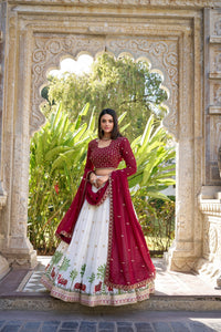 White With Red Color Georgette Letest Lehenga Choli | TRENDBUY