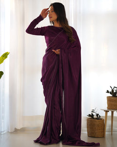 Wine Color Full Sttiched Ready to wear Fancy saree | TRENDBUY