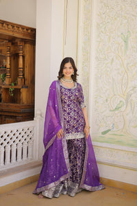 Wine Color Silk Redymade Ghrara Suit Set | TRENDBUY