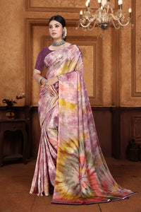 Wine Crepe Silk Saree With Blouse Piece | TRENDBUY