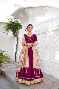 Wine Vichitra Silk Wedding Wear Lehenga Choli | TRENDBUY