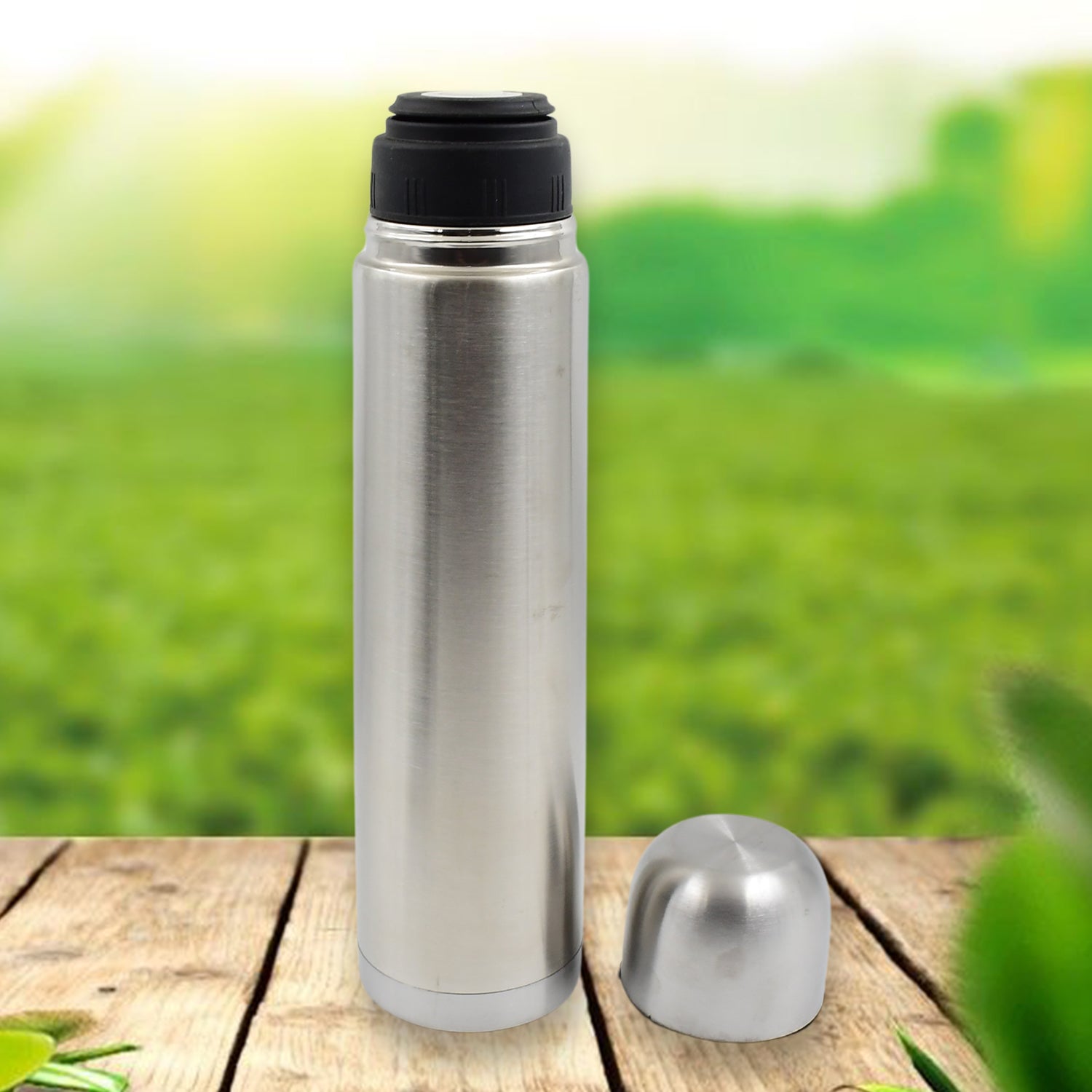 Vacuum Flask Without Cover 188 Stainless Steel Hot And Cold Water Bottle With Push-down Lid Double Walled Stainless Steel Bottle For Travel Home Office School Picnic (1000 Ml)
