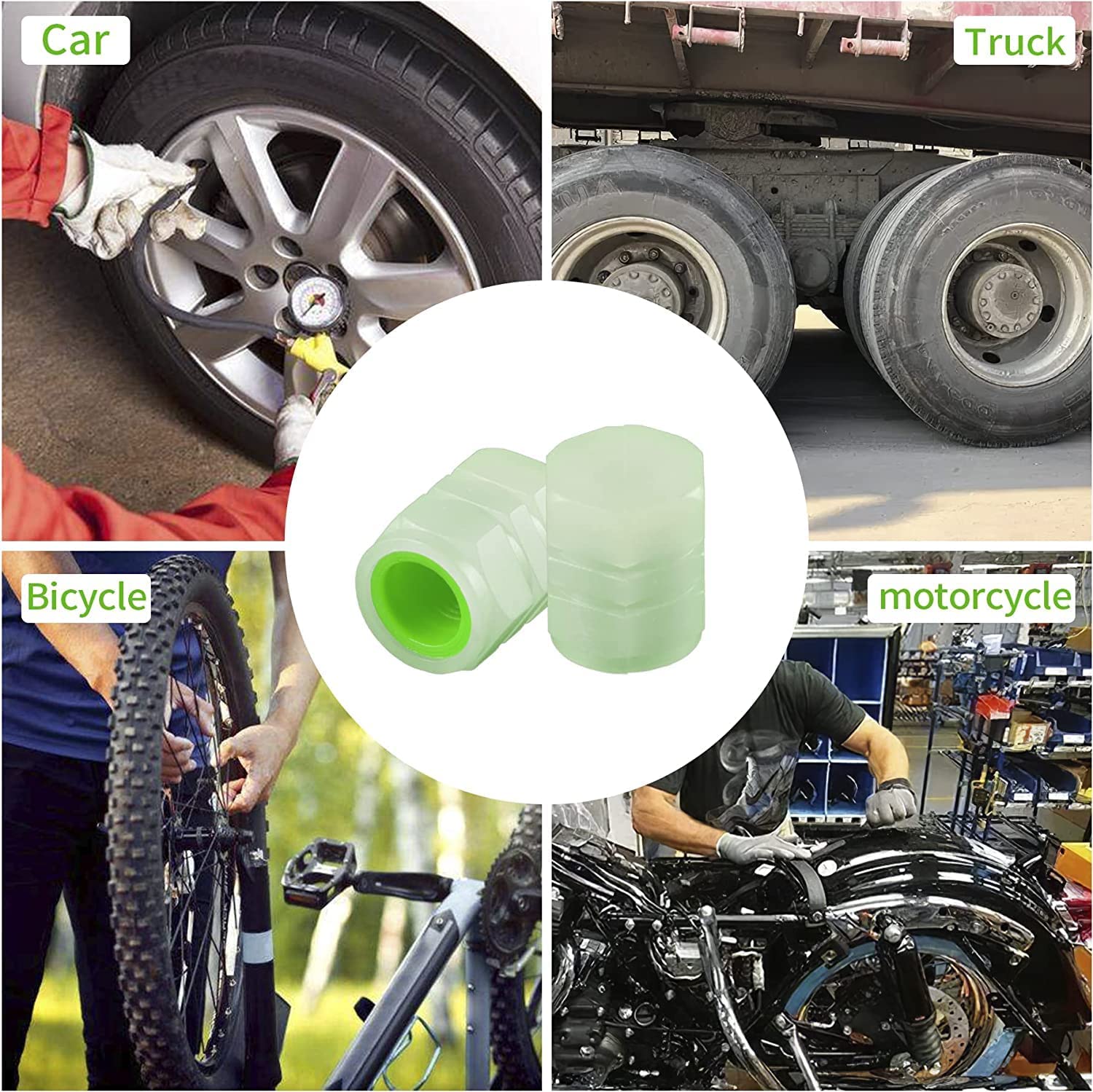 0547 Tyre Valve Caps Luminous Glow Car Tire Air Stem Valve Cap Covers ( 4 Pcs ) - TREND BUY