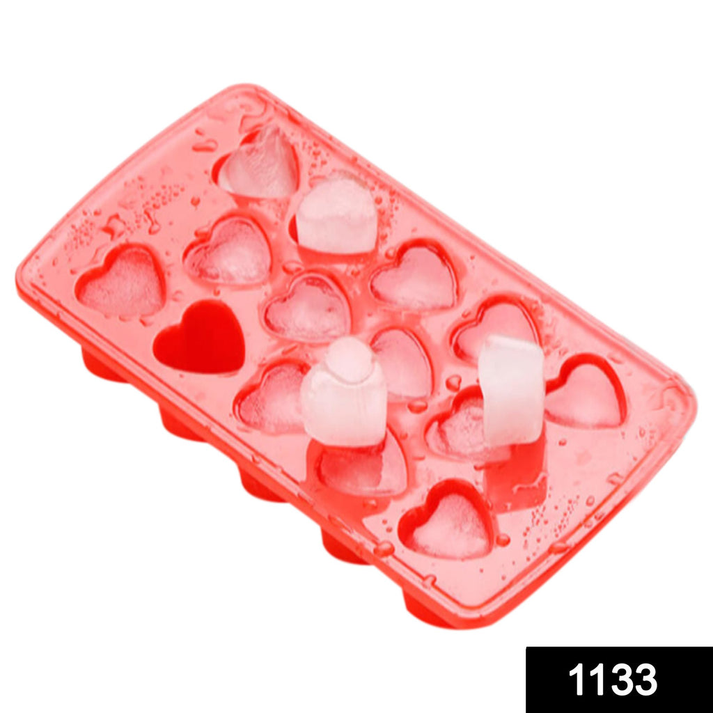 Blue silicone heart shape ice cube tray with perfectly formed heart ice cubes for refreshing drinks.