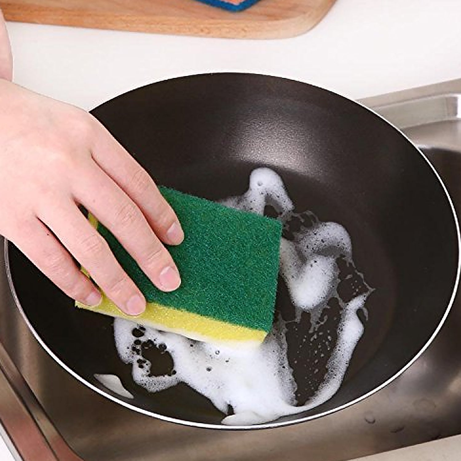 12929 Kitchen Cleaning Tool Set Microfiber Kitchen Utensils High Performance Scouring Sponge Set Dish Sponge Stainless Steel Scouring Pad (6 Pcs Set) - TREND BUY