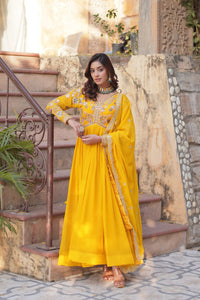 Yellow Haldi Wear Embroidery Letest Gown | TRENDBUY