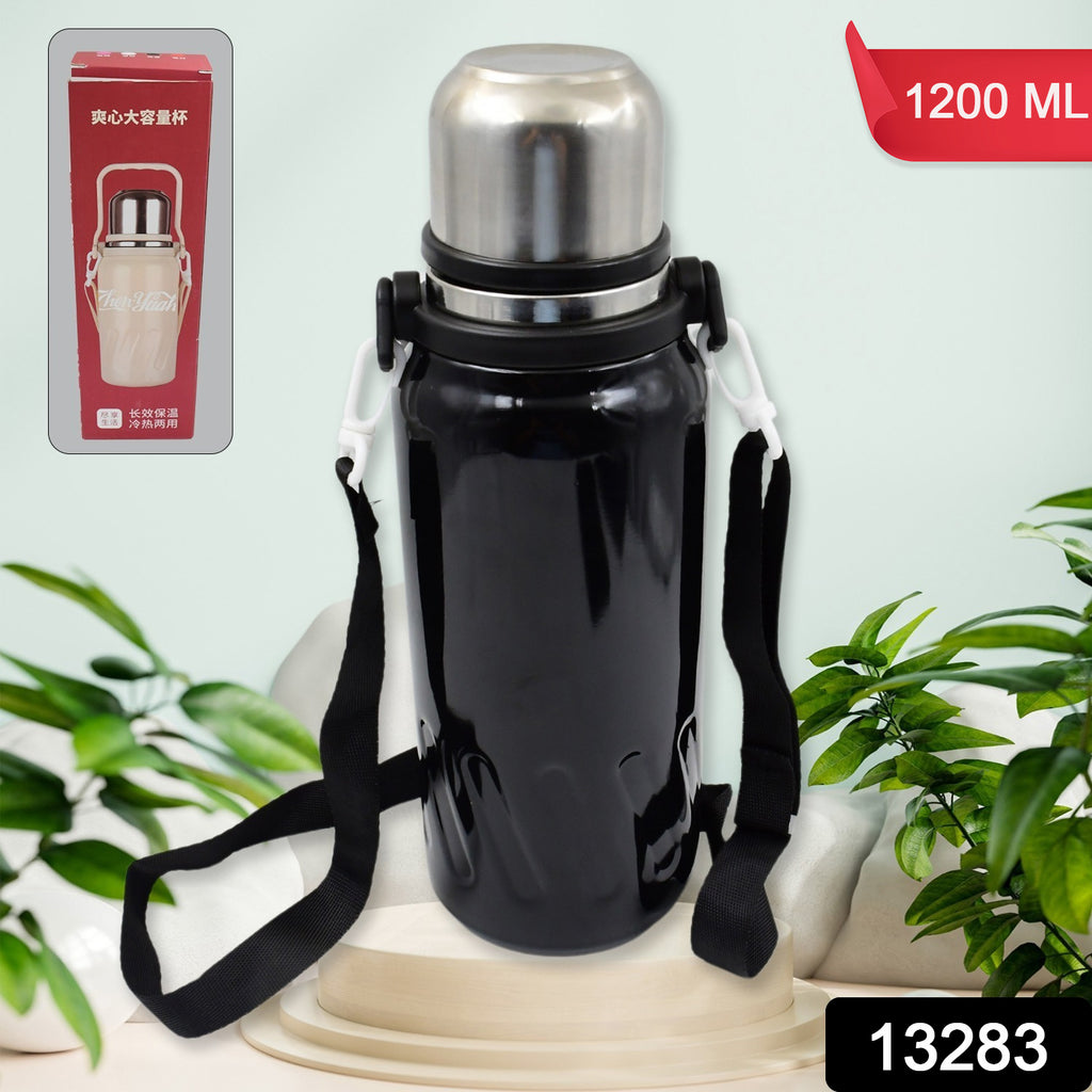 Silver 1200ml stainless steel vacuum insulated water bottle with handle