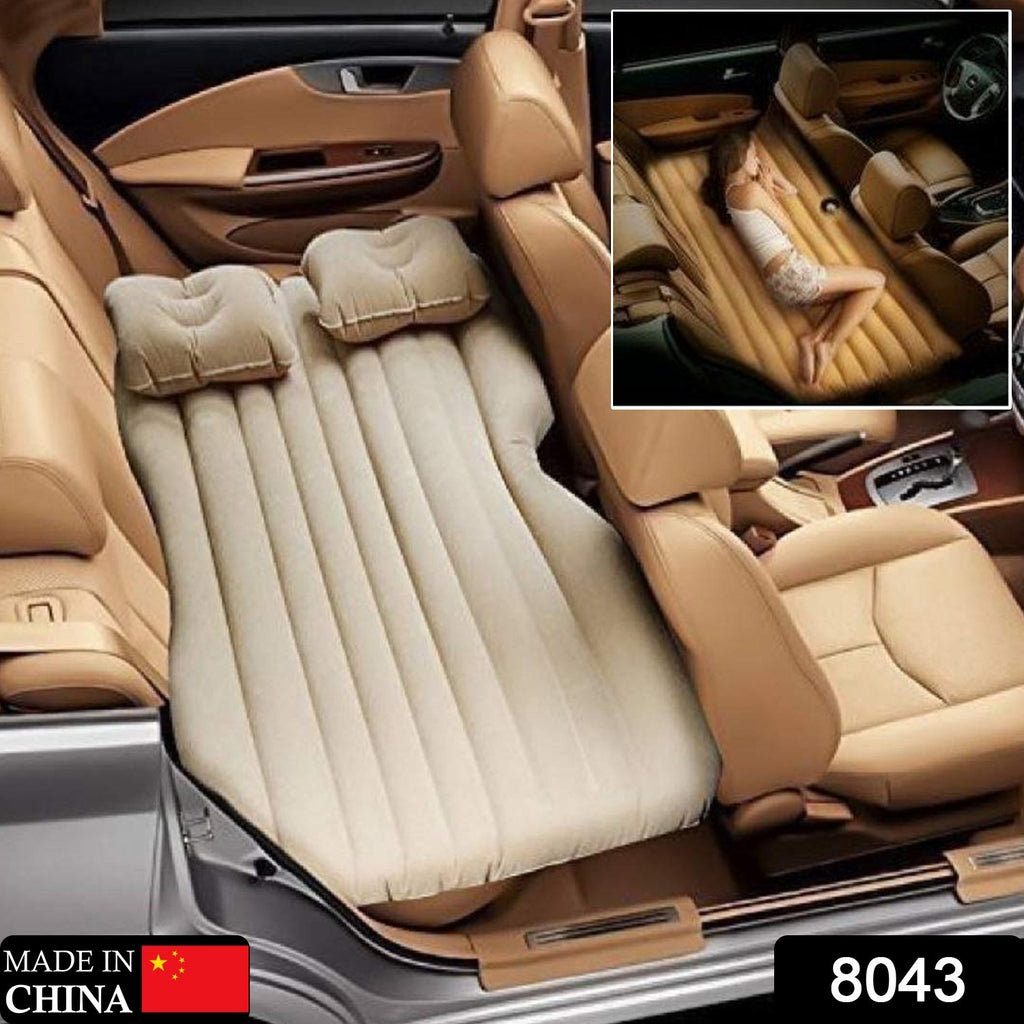 Portable inflatable car bed with 2 pillows, perfect for comfortable car back seat travel and camping