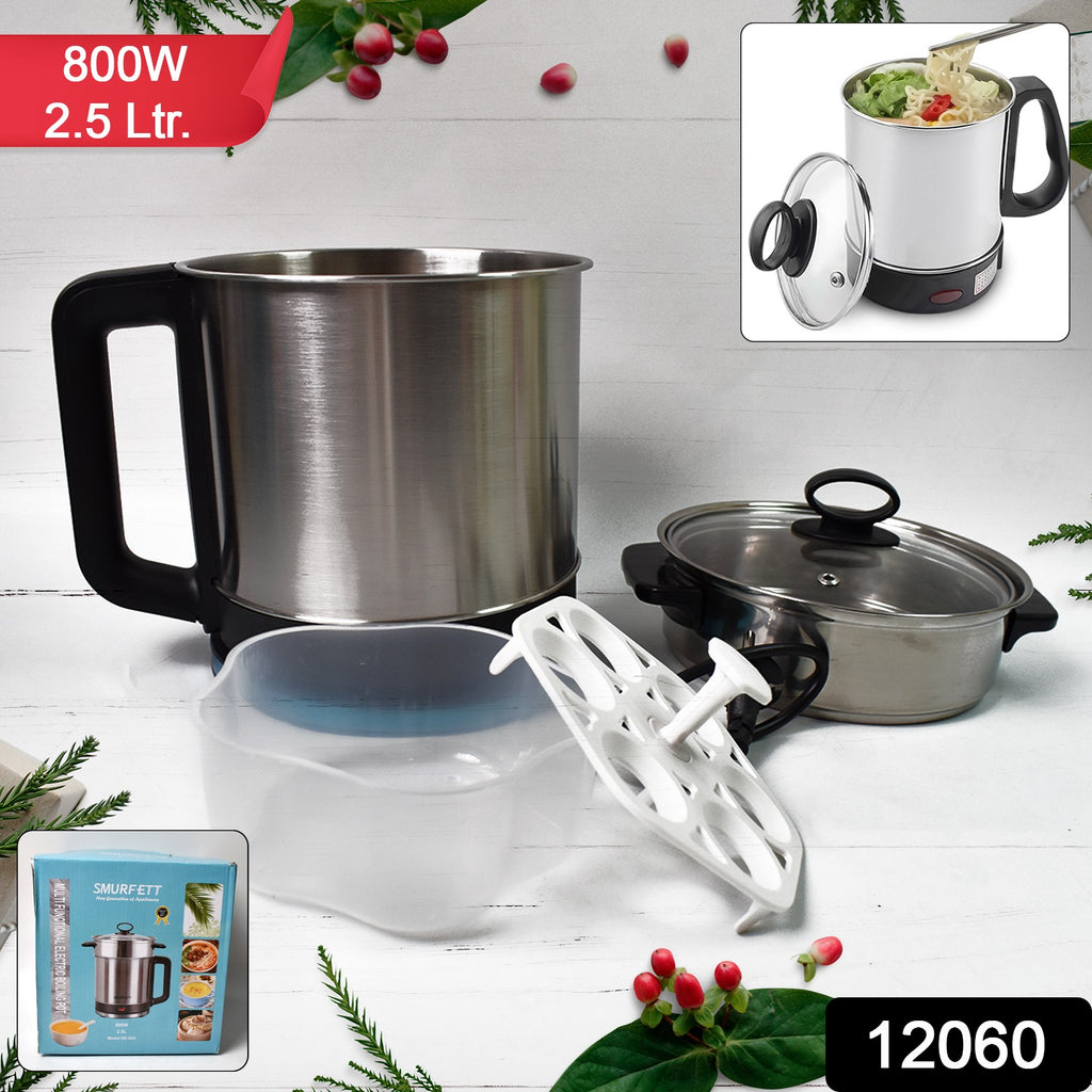 Stainless steel soup pot with glass lid. Multi cooker kettle, 2.5 Ltr capacity.