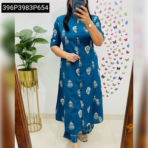 A-line Digital Print Women's Kurti with Ankle Pant | Traditional Ethnic Wear