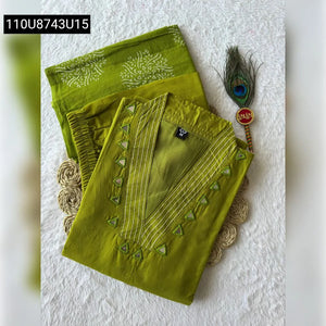 A-Line Embroidered Cotton Kurti Pant Dupatta Set for Women | Casual & Festive