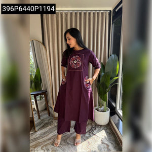 A-line Embroidered Cotton Women's Kurta Set | Everyday Elegance