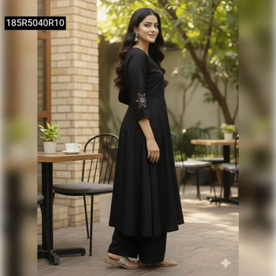 A-Line Handwork Kurti Plazo Co-Ord Set for Women | Office Wear