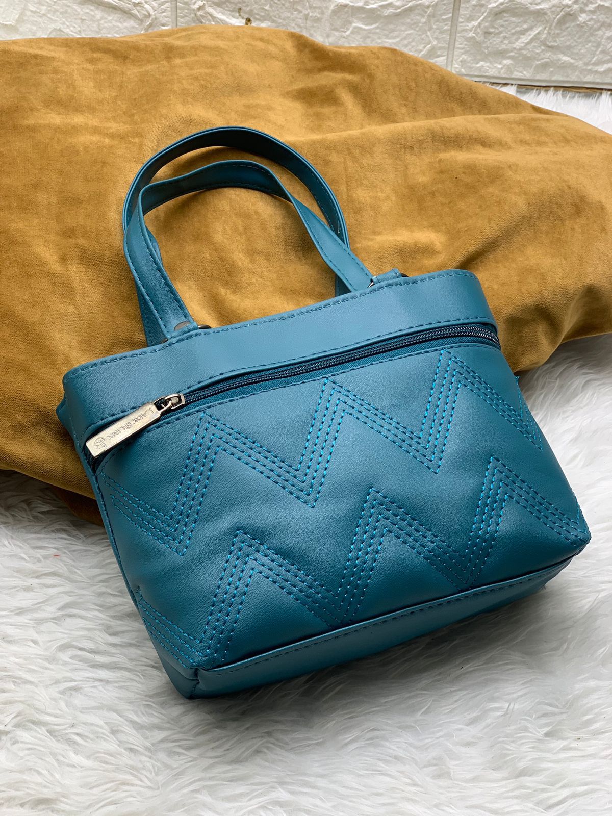 Fancy Design Wrist Handle Bag Set for Women - Pack of 2 Blue