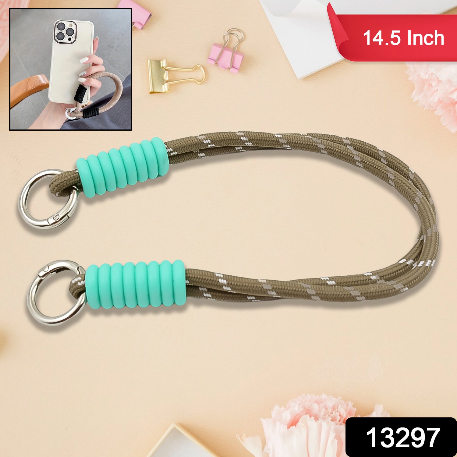 Multipurpose Two Sided Adjustable Hand Wrist Strap Lanyardwith Cellphone Phone Strap (1 Pc 14.5 Inch Multicolor)
