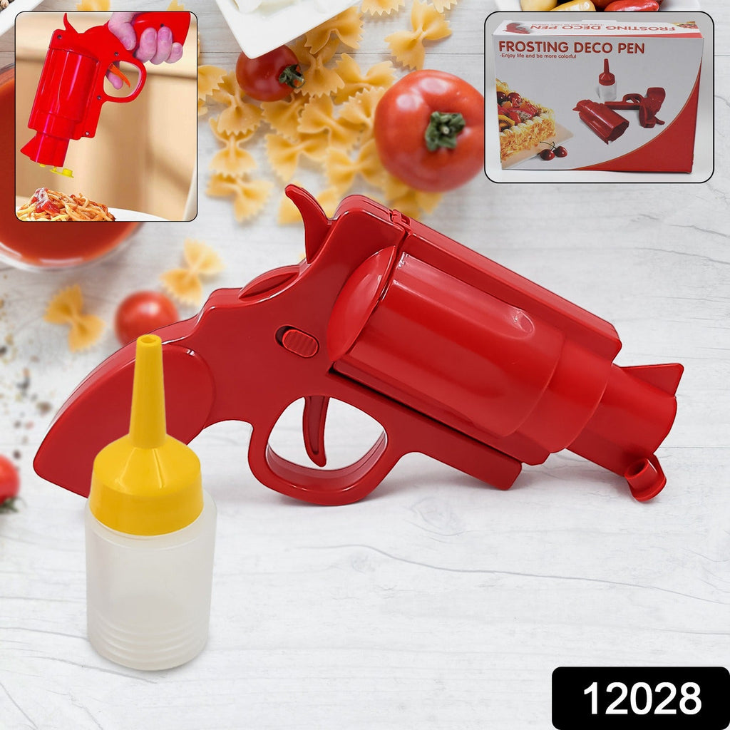 Red and yellow ketchup mustard bottle gun dispenser