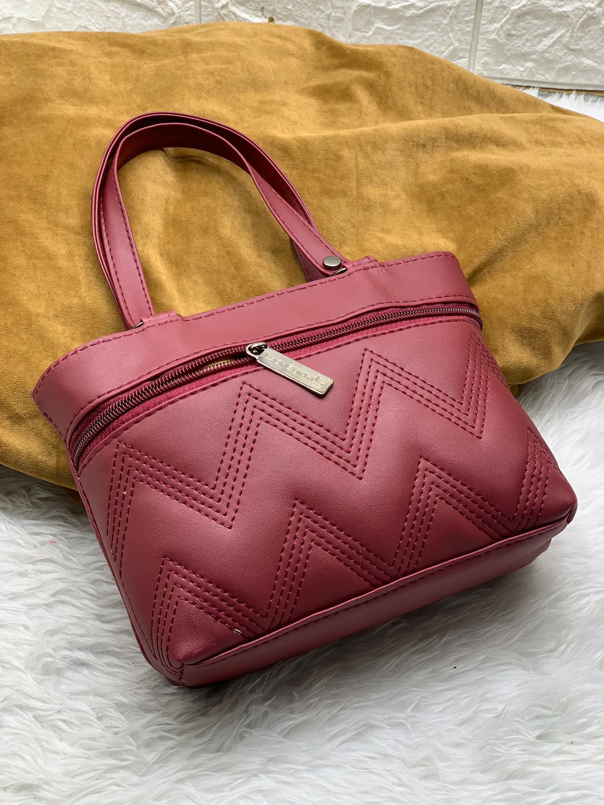 Fancy Design Wrist Handle Bag Set for Women - Pack of 2 persian red