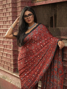 Ajrak Print Soft Crepe Silk Saree for Women | Festive & Casual Wear
