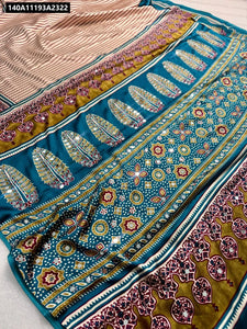 Buy Ajrakh Bandhej Gajji Silk Saree for Women | Festive Mirror Work Ethnic Wear Online