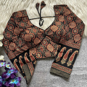 Ajrakh Print Cotton Blouse for Women | Sabyasachi V-Neck Style