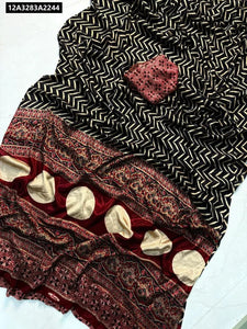 Buy Ajrakh Pure Crepe Silk Saree for Women | Everyday Elegance Ethnic Wear Online