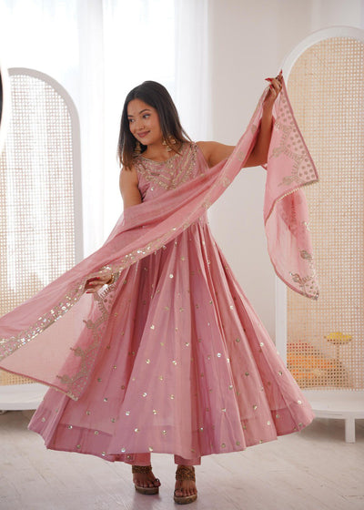 Anarkali Gown Embroidered Sequence for Women | Party Wear