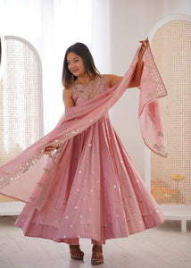 Anarkali Gown Embroidered Sequence for Women | Party Wear