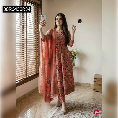 Anarkali Kurti Set Embroidered Cotton for Women | Navratri Special