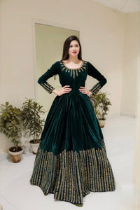 Anarkali Velvet Gown Pant Set for Women | Festive & Party Wear